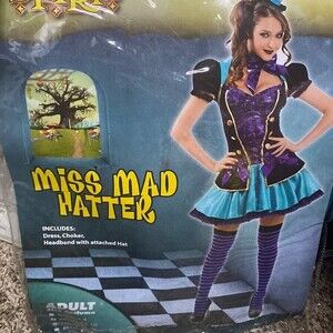 New Miss mad hatter halloween costume Medium (8-10) Holiday Dress Up Fall